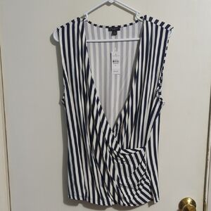 Striped Navy and White Women's Top